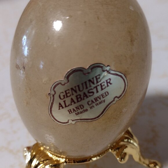 Genuine Italian Alabaster Flowered Egg - Picture 3 of 9